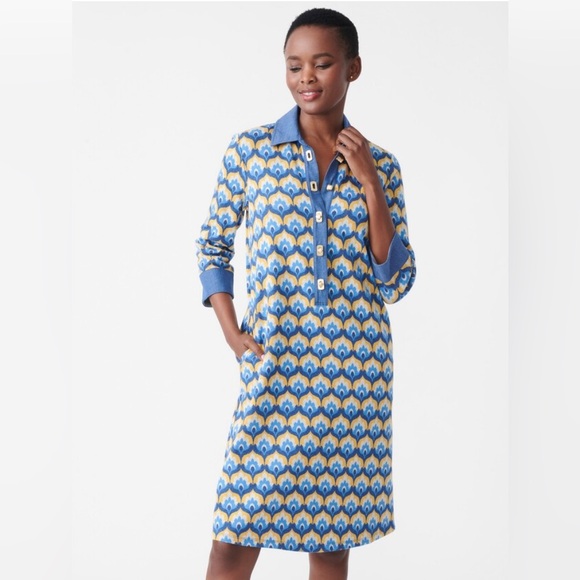 J. McLaughlin Dresses & Skirts - Perfect like new J.McLaughlin Bryony Dress In Mod Squad 3/4 Sleeve Blue